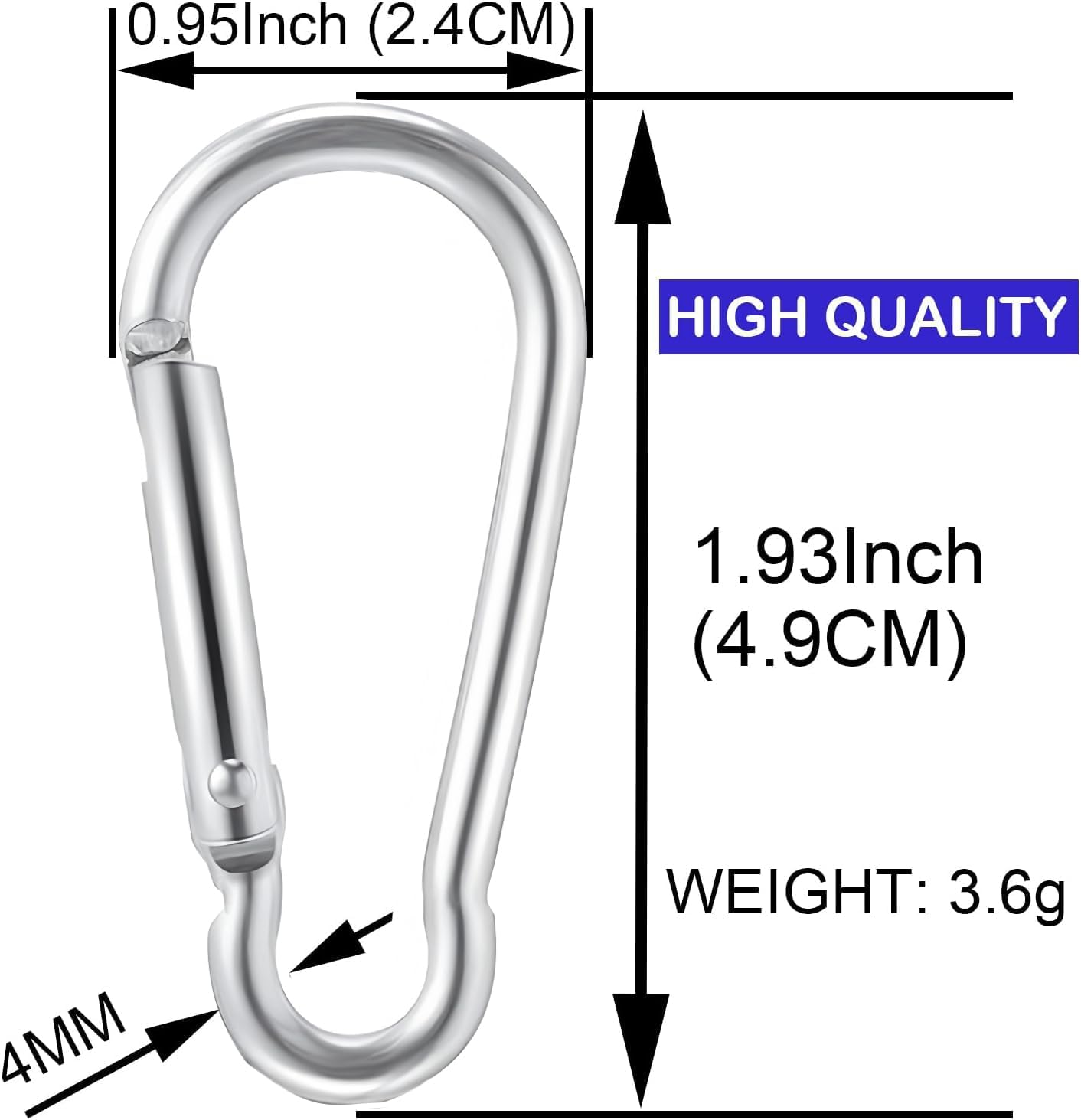 100pcs Mini Aluminum Bulk Carabiner Spring Clip Hook Keychain Buckle Pack Carabeaner for Camping Hiking Rv Fishing Bottle Backpack Traveling, Silver - Image 3
