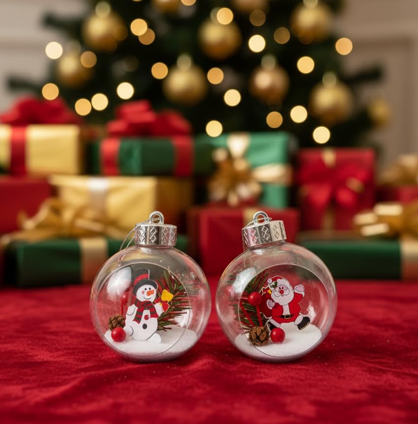 Image of Pack of 2 Santa Ball Decor With Light Christmas Decoration | Items for Home & Office | Festive Hangings, Foam Ornaments with Adjustable Light 2 Pc | PoPo Toys