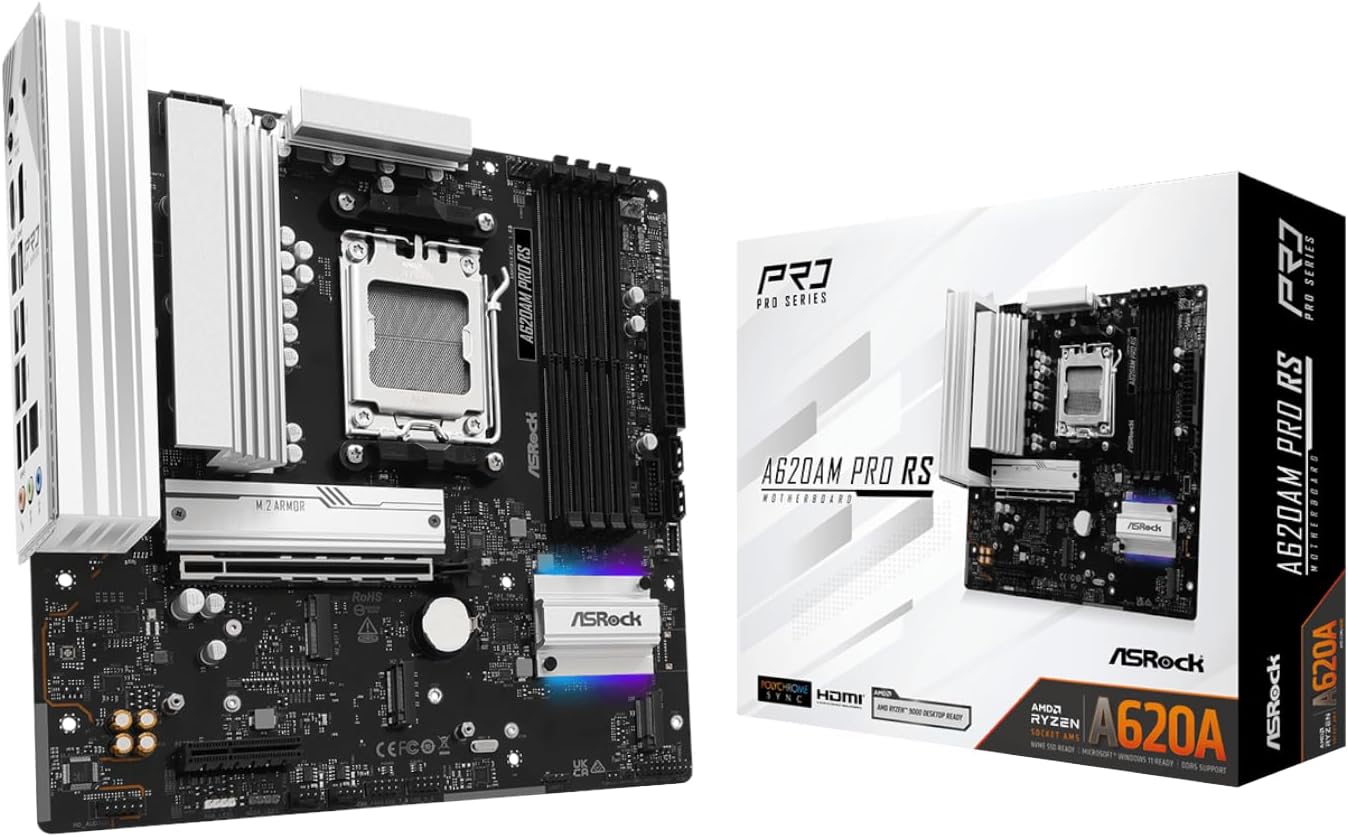 Asrock A620AM PRO RS Amd Socket Am5 Motherboard 4 X Ddr5 Dimm Slots 1 X M.2 Sock