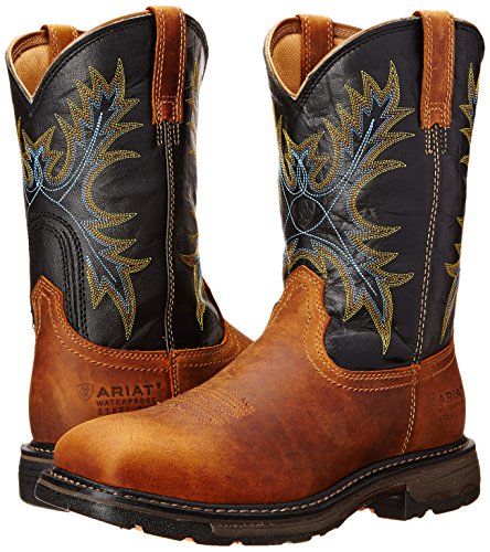 Ariat Men's Workhog Wide Square Toe H2O Steel Toe Work Boot, Aged Bark/Black, 10.5 D US