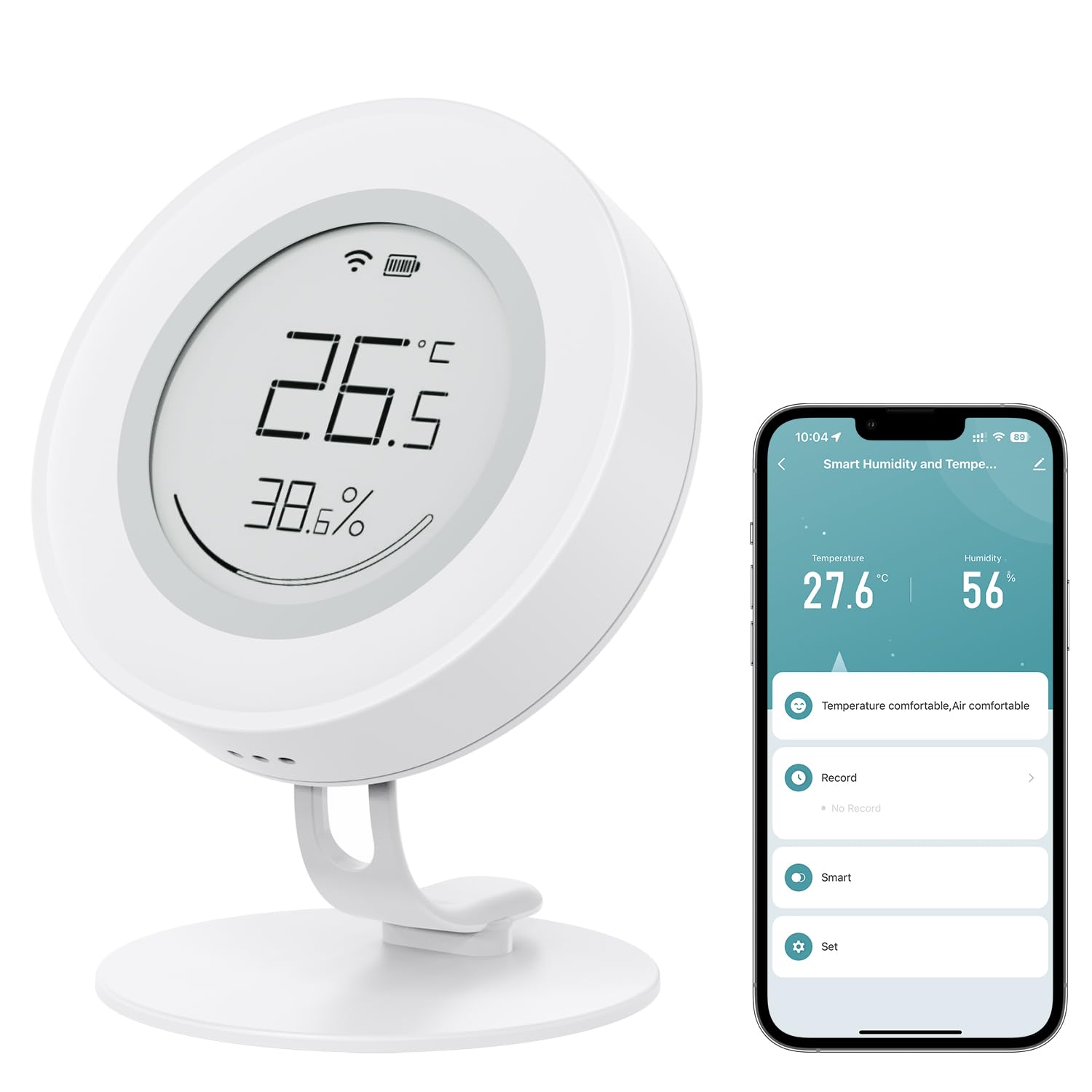 AVATTO Zigbee Smart Sensor de temperatura y humedad para interiores, pantalla de tinta electrónica, termómetro digital, higrómetro compatible con Alexa Google Home MQTT Home Assistant | Requiere