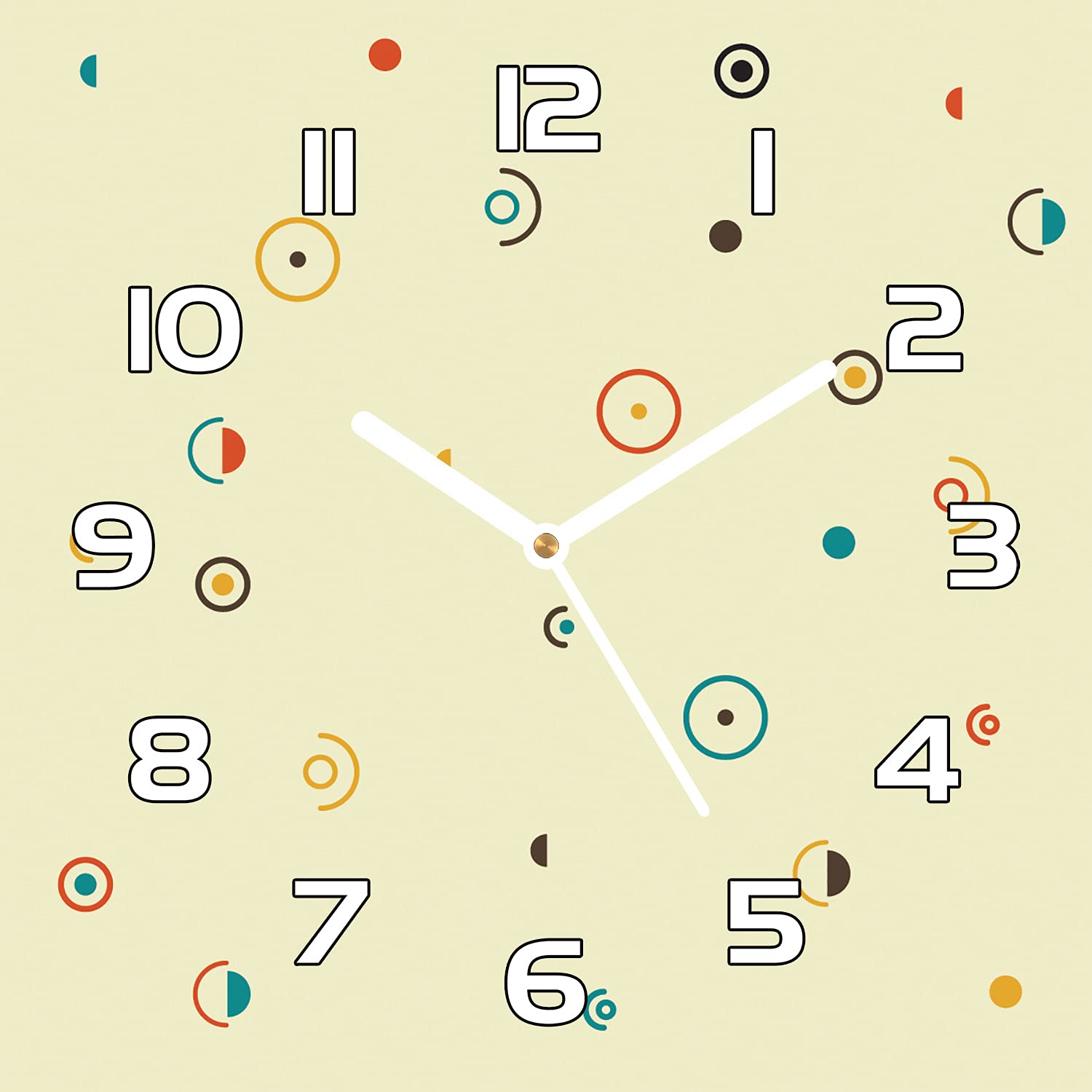 Horloge en verre 30x30 cm cercles rétro décoration murale salon