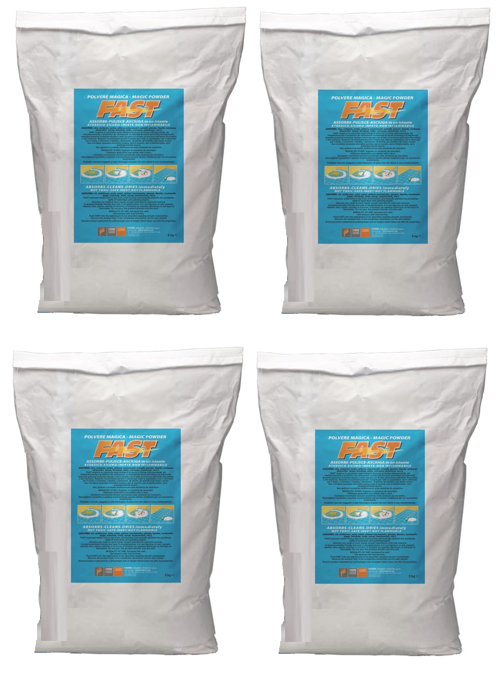 Faren FAST,Polvere Assorbente di Natura Minerale,ideale per pulire QUALSIASI liquido(come Oli,Vernici,Acidi,Grassi),Ecologico, 5Kg (4)