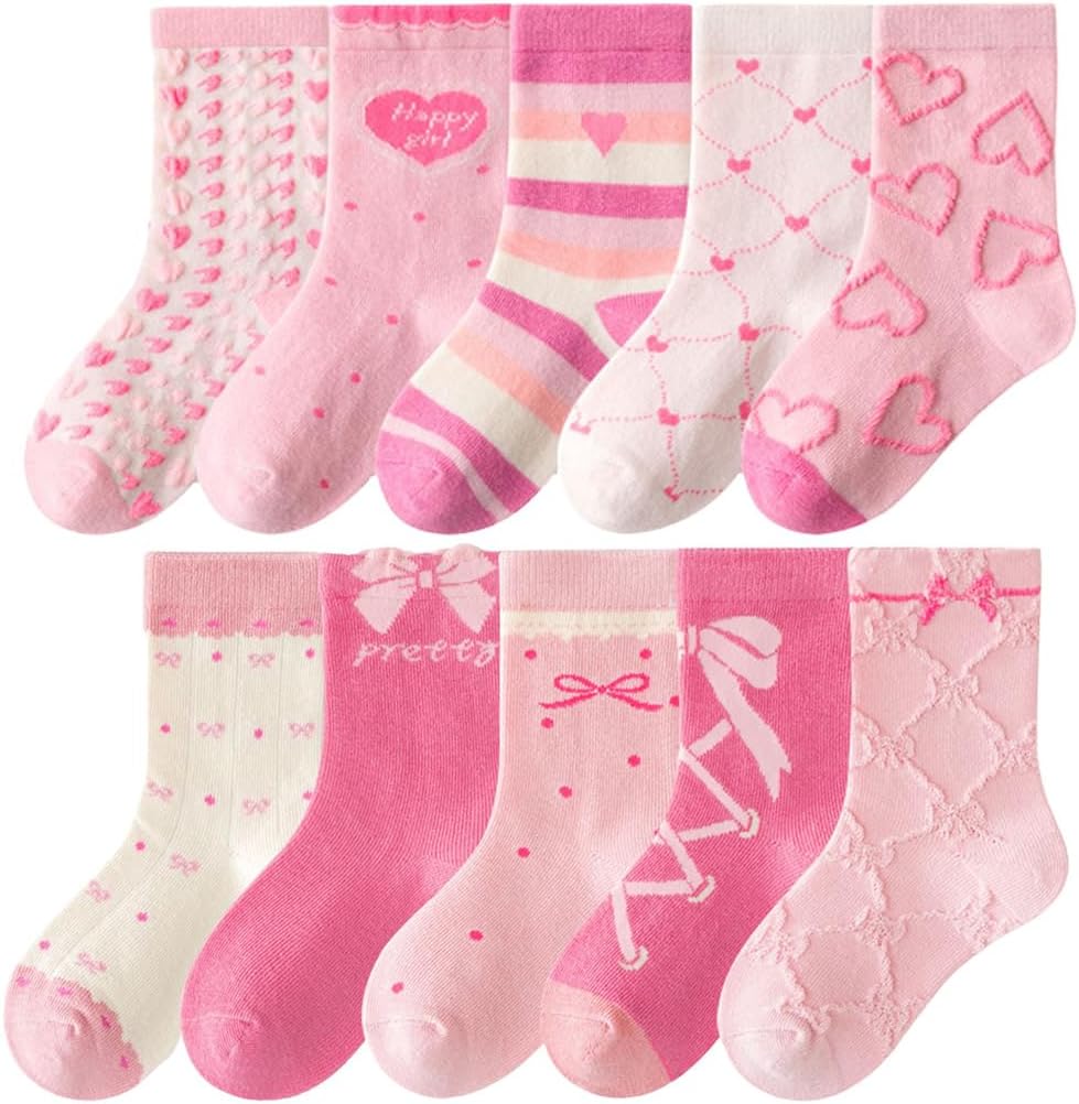 Toptim Girls' Casual Dress Socks Crew Length Kids Fashion Cotton Sock