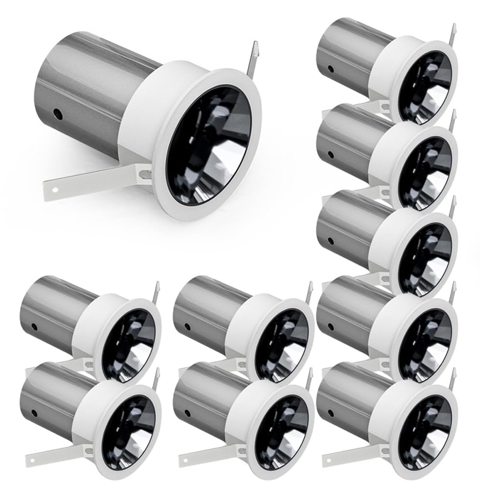 Aioneer 7W/12W Led Downlight 10 Pcs Eyeball Retrofit Spotlight 3/4 Inch Led Recessed Ceiling Light Baffle Trim Daylight Retrofit Downlight Simple Retrofit Installation - No Flicker7w-4000K