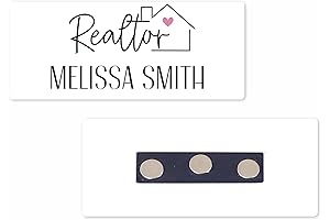 Personalized Magnetic Name Badge/House Pink Heart Realtor Custom Name Tag - 1.25"...
