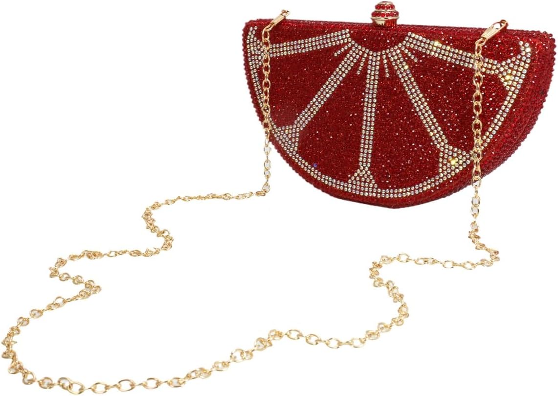 Women Rhinestone Clutch Purse Watermelon Shape Handbag Cute Fruit Crossbody Bag Crystal Wedding Party Purse - Image 6