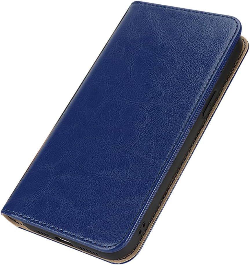 Genuine Leather Case for iPhone 17 Pro Max/17 Pro/Air/17,All-Inclusive Protection Stand Function Wallet Flip Cover Shock Protection Shell(Blue,17 Pro Max)