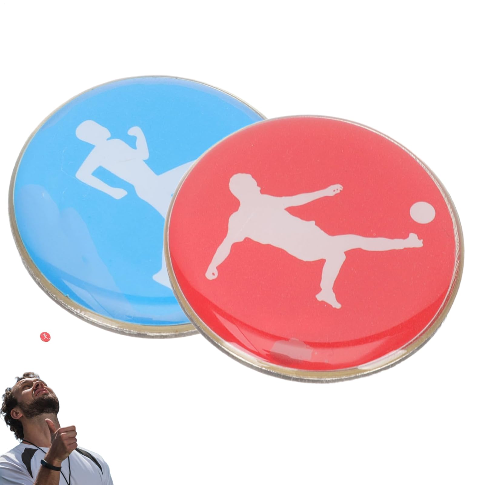 Moneda Sorteo Árbitro Fútbol Doble Cara Selector Lado Rojo & Azul Metal