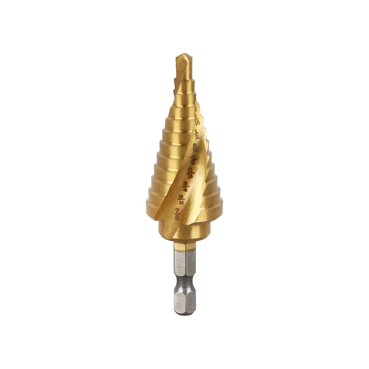Cobalt Step Drill Spiral Flute Compatible with DEWALT DWA1786IR, 6 Size 3/16 Inch to 7/8 Inch, 1/4 Inch Hex Shank