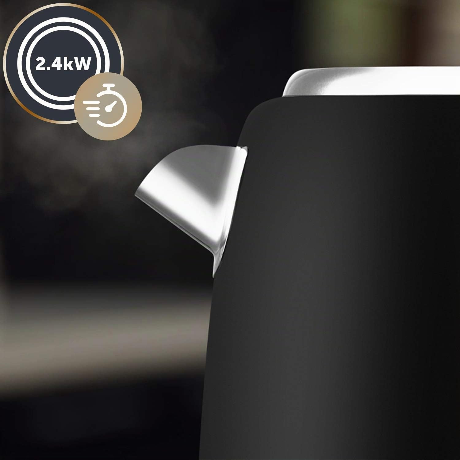 Breville VKT146X - Hervidor eléctrico, 1,7 l (8 tazas), ebullición rápida de 3 kW, colección New York, color negro