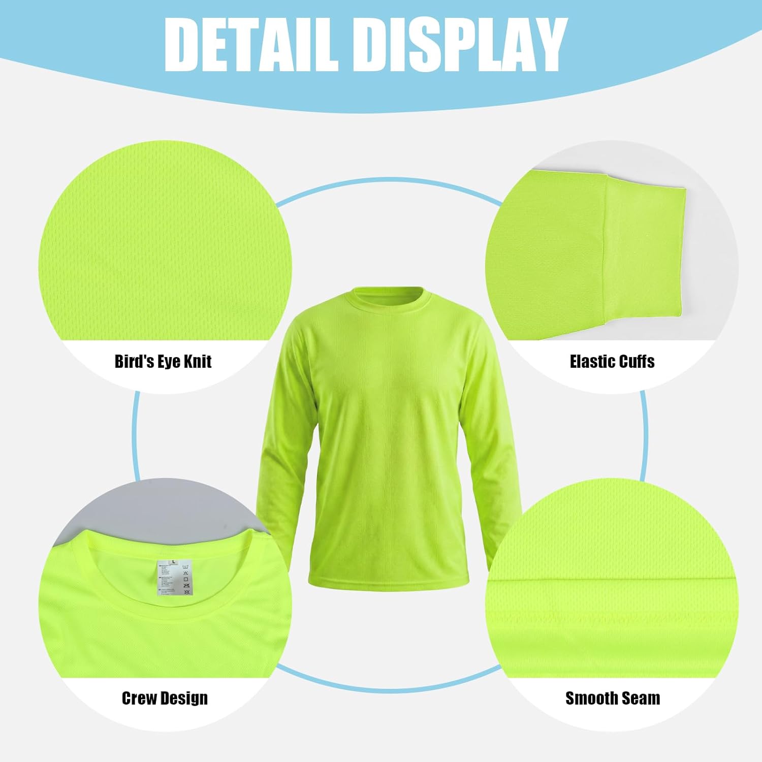 HYCOPROT Hi Vis Safety Shirts High Visibility Long Sleeve T Shirt Construction Work T-Shirts for Men Women, Meets ANSI/ISEA - Image 3