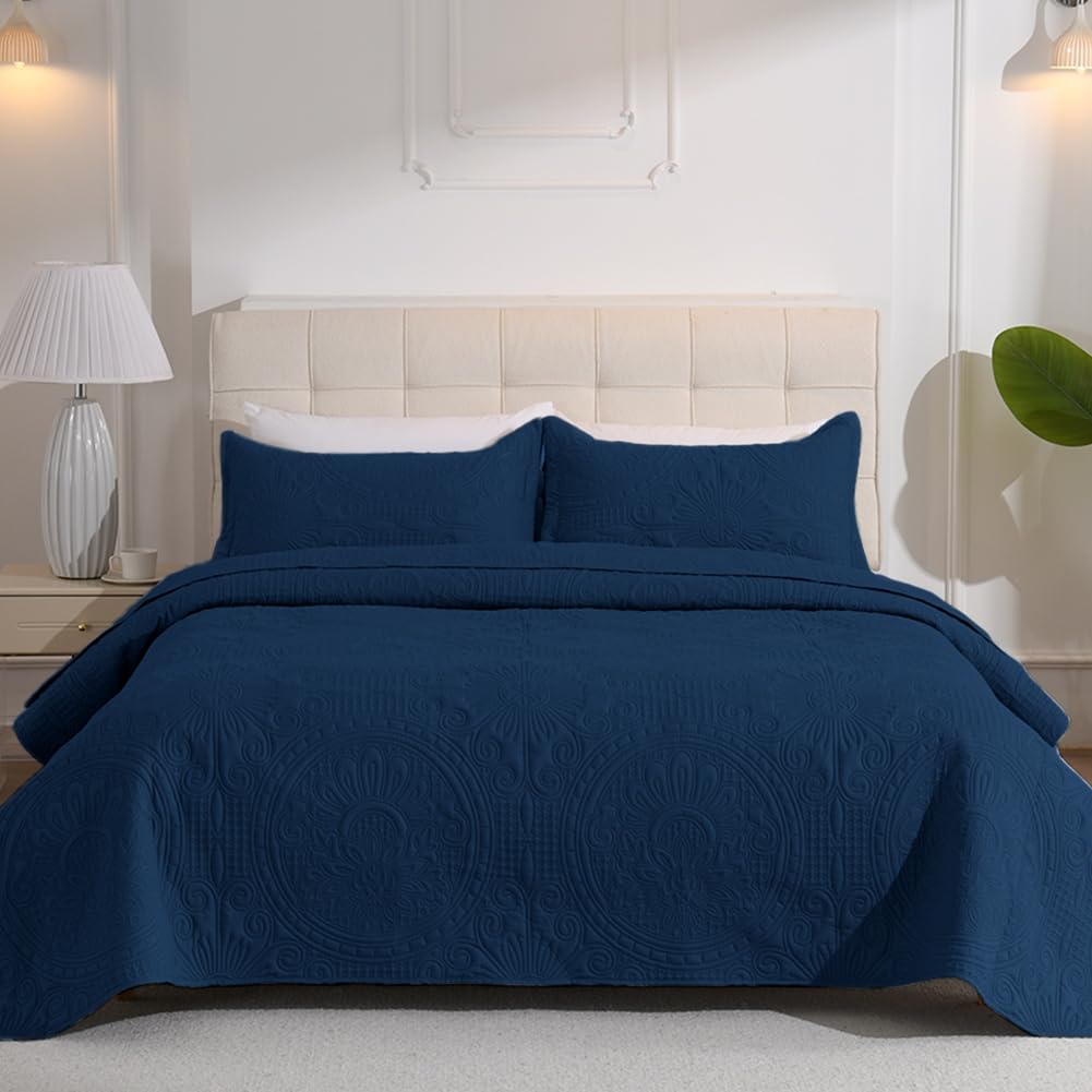DUJUIKE Bedspread, Sofa Throw Blanket, Bed Cover, Soft Sofa Cover, Lightweight Qulit, Quilted Sofa Blanket Sofa Cover，Bed Quilt，Comfortable and Anti-wrinkle (Navy Blue, 220x240cm)