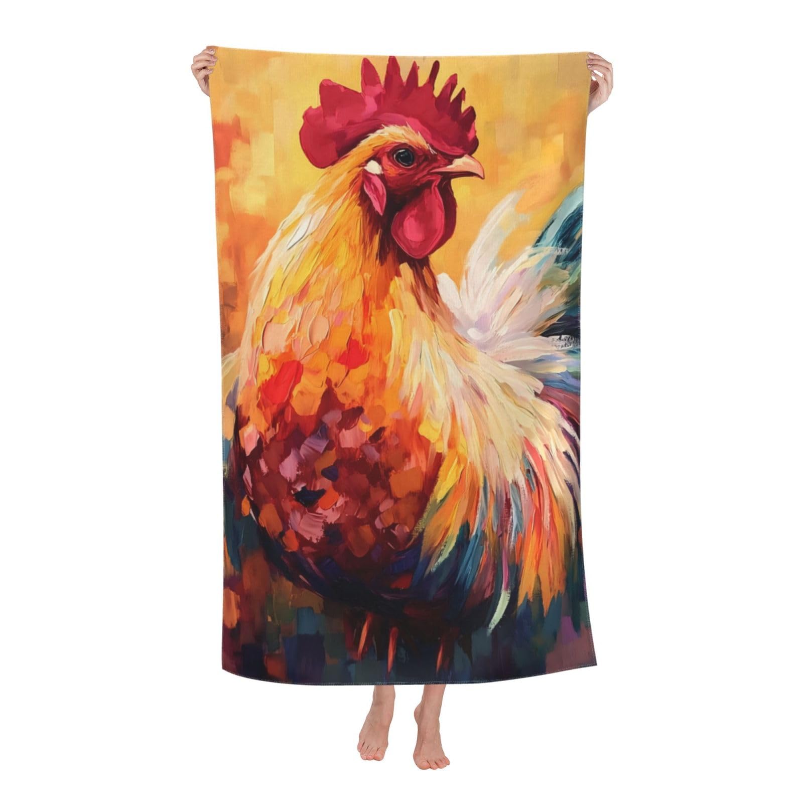 HLBSDM Rooster Beach Towel 31inx51in Colorful Farm Animal Sand Free Microfiber Bath Towel Ultra Soft Quick Dry Pool Towel Absorbent Towel Lightweight Towel for Swimming Bathroom Decor
