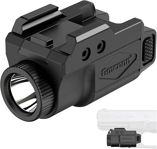 Gmconn Luz de pistola de 700 lúmenes, linterna compacta ajustable montada en riel mini luz de arma con modo estroboscópico para Picatinny