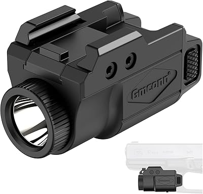 Gmconn 700 Lumen Pistol Light, Compact Adjustable Rail Mounted Flashlight Mini Weapon Light with Strobe Mode for Picatinny MIL-STD-1913, Glock