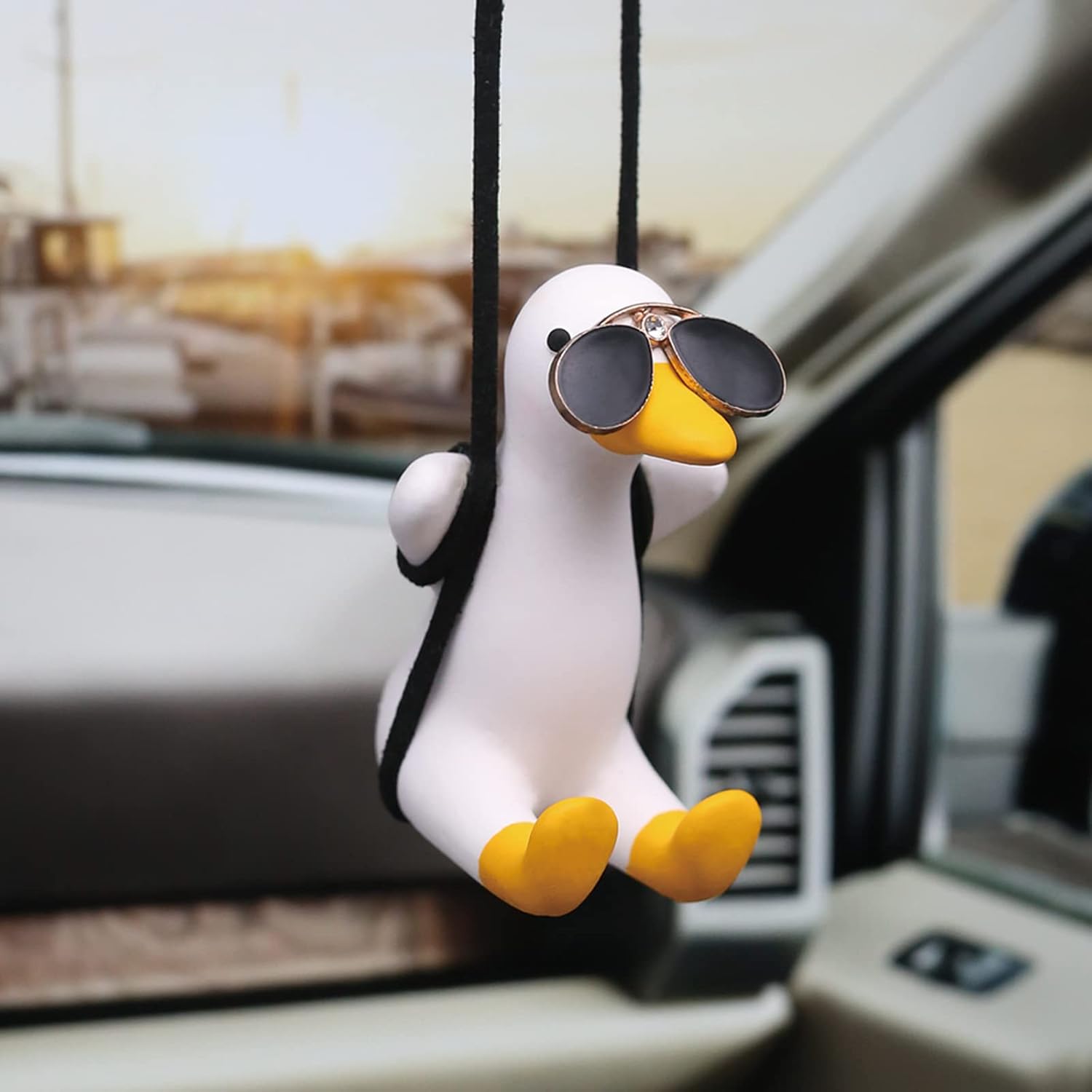 Swinging Duck Rear View Mirror Accessories, Sunglasses Duck