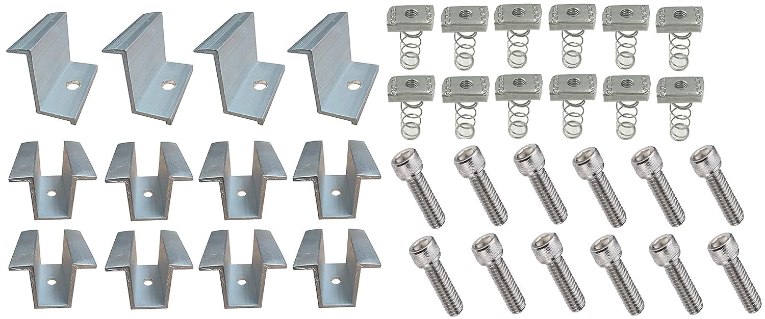 MOREL SOLAR PANEL MOUNTING CLAMP 35MM & SPRING NUT & ALLEN BOLT 32MM FOR SOLAR PANELS |4 END CLAMPS WITH 8 MID CLAMPS & 12 SPRING NUT+12 ALLEN BOLT|-picture-42