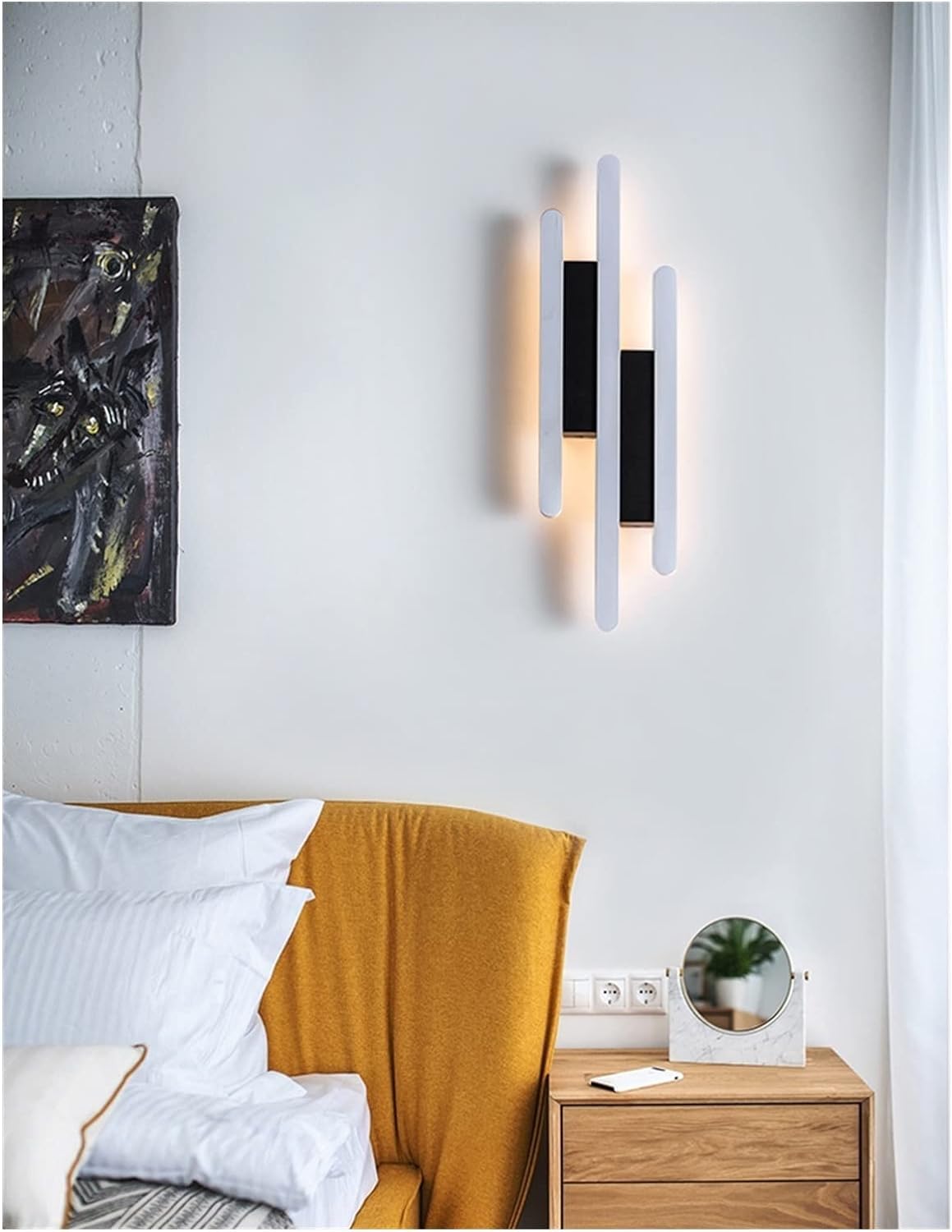 XANAYXWJ Lampada Lampade da Parete Soggiorno Studio Camera da Letto Comodino Camera da Letto Corridoio Corridoio Tasti di Pianoforte Luci Bianche Nere Illuminazione per Interni, Lampadario Luce
