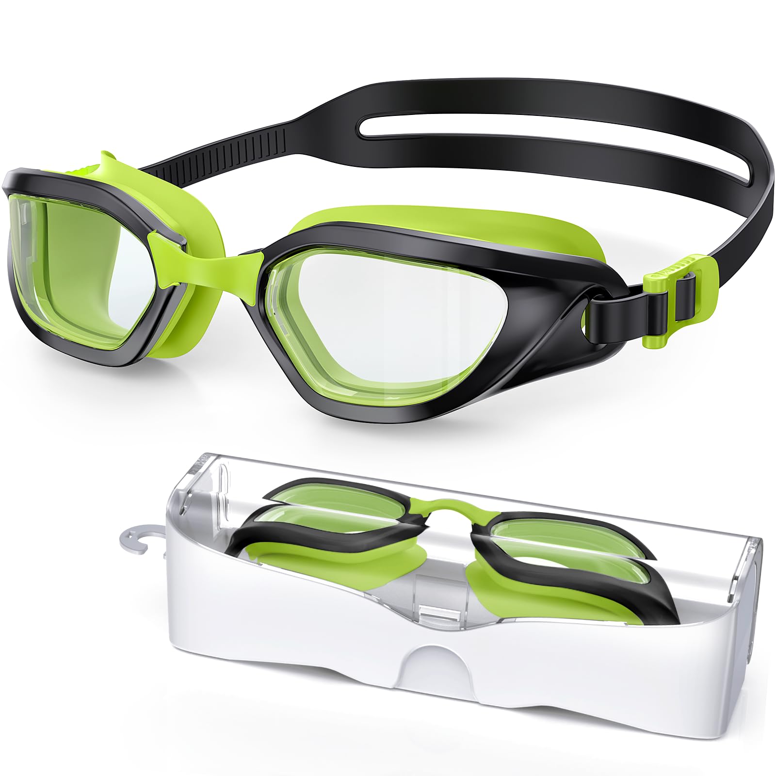 Zeligerstar Swimming Goggles, Goggles Swimming Adult with 3 Sizes Nose Bridges, Anti-Fog UV Protection No Leaking Adjustable Swim Goggles for Men Women Junior