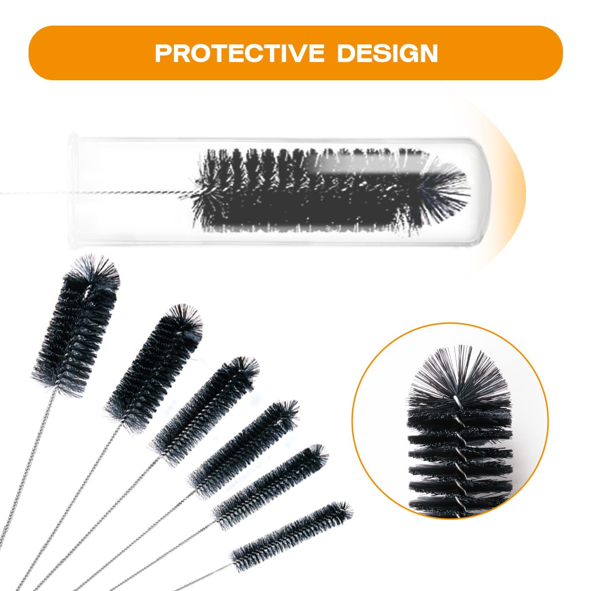 Brush Family Straw Cleaner Brush Set - 6 Piece Kit -6