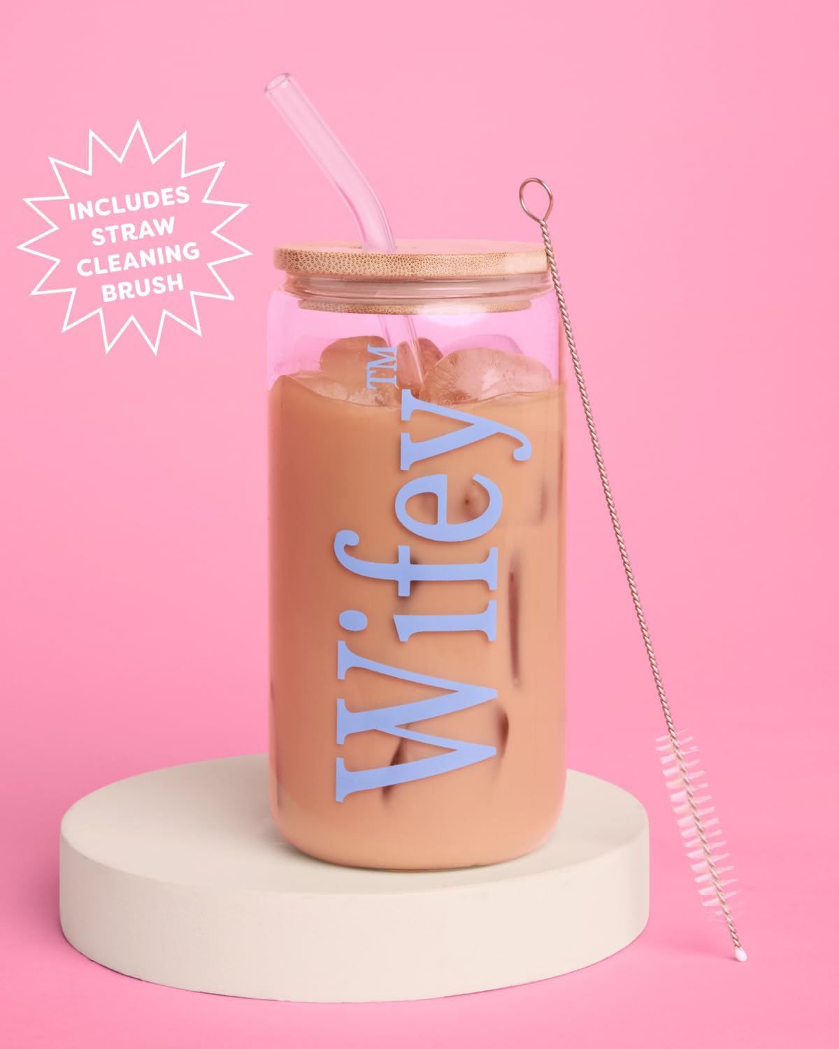 xo, Fetti Wifey Glass Tumbler | 16oz, With Straw, Lid And Brush, Bachelorette Cup, Bride Gift, Wedding Party, Bridal Shower