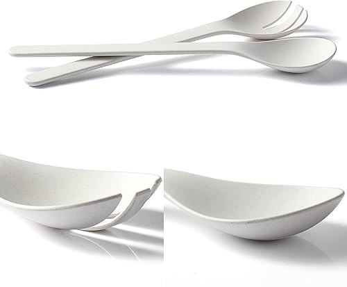 Miniatura 3 de LEKOCH Servidores de ensalada a base de plantas, juego de tenedor y cuchara, apto para microondas y lavavajillas, utensilios para Navidad, cocina,