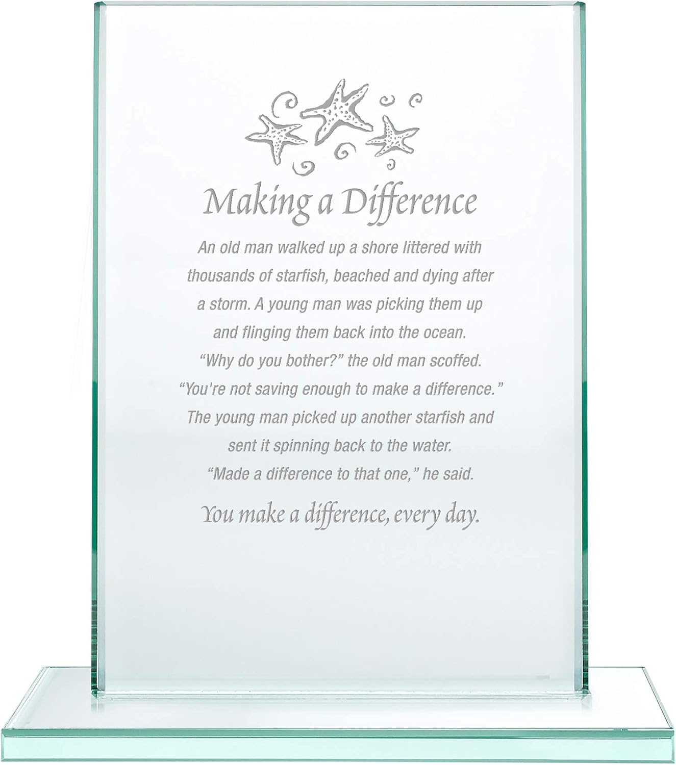 Baudville Engraved Trophy - Jade Glass - Award for Employees - Personalized Engraving Up to Three Lines and Pre-Written Verse Selection - (Medium Rectangle) : Office Products