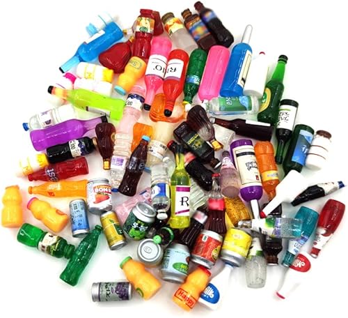 Miniatura 5 de Botellas en miniatura de bebida de comida para jugar al juego de cocina (10 botellas + 10 comidas (aleatorias))