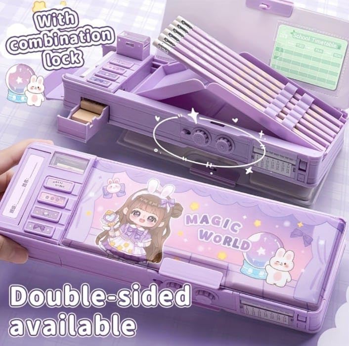 Image of Multifunctional Pencil Box for Kids Magic Password Lock Compass Boxes for Boys, Magnetic Compass Box for Boys, Kids Pencil Boxes for Boy & Girls Princess Theme Return Gifts for Kid