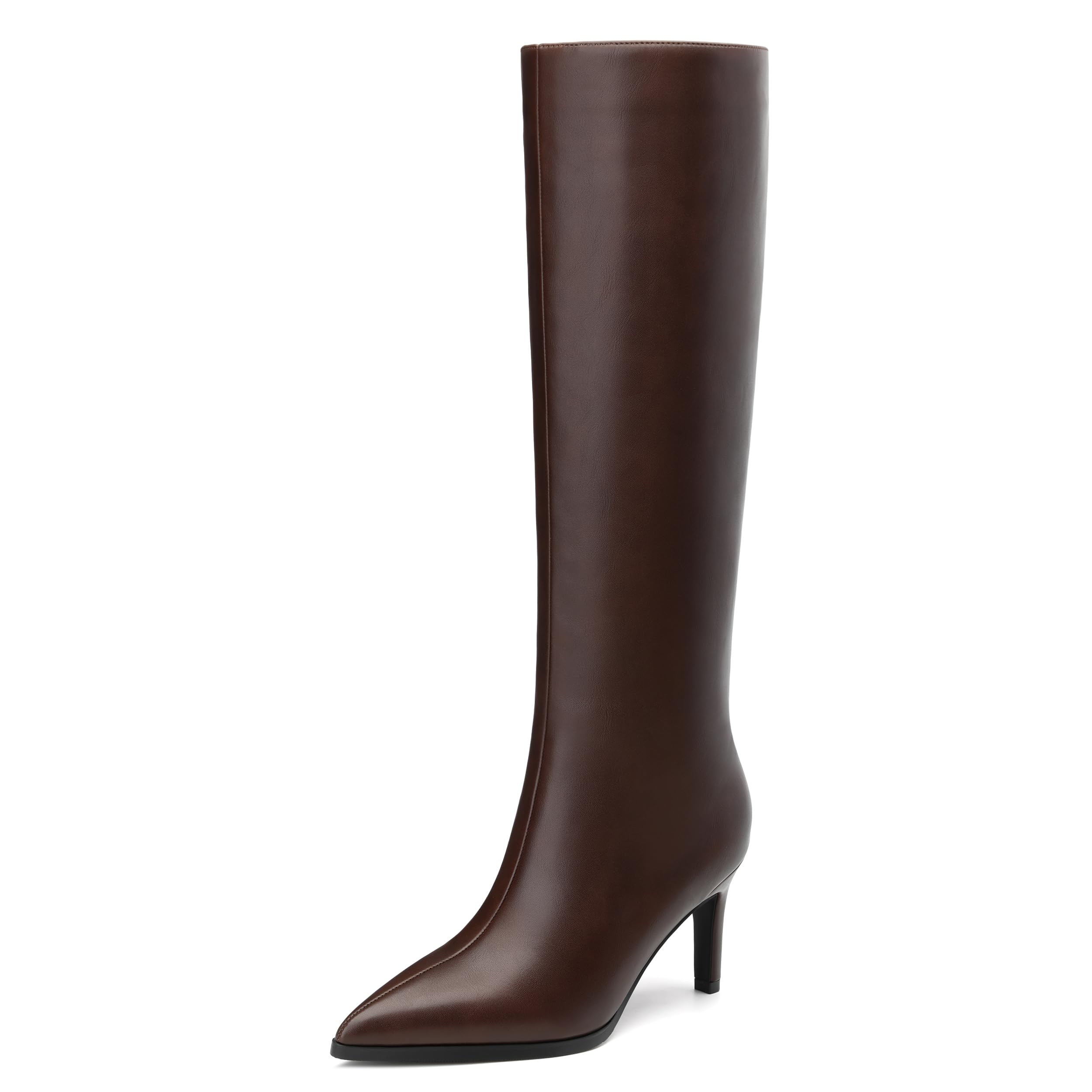 roserwish Women’s Knee High Boots Pointed Toe Low Kitten Heel Tall Boots Comfortable Casual Fall Long Boots With Side Zipper-picture-18