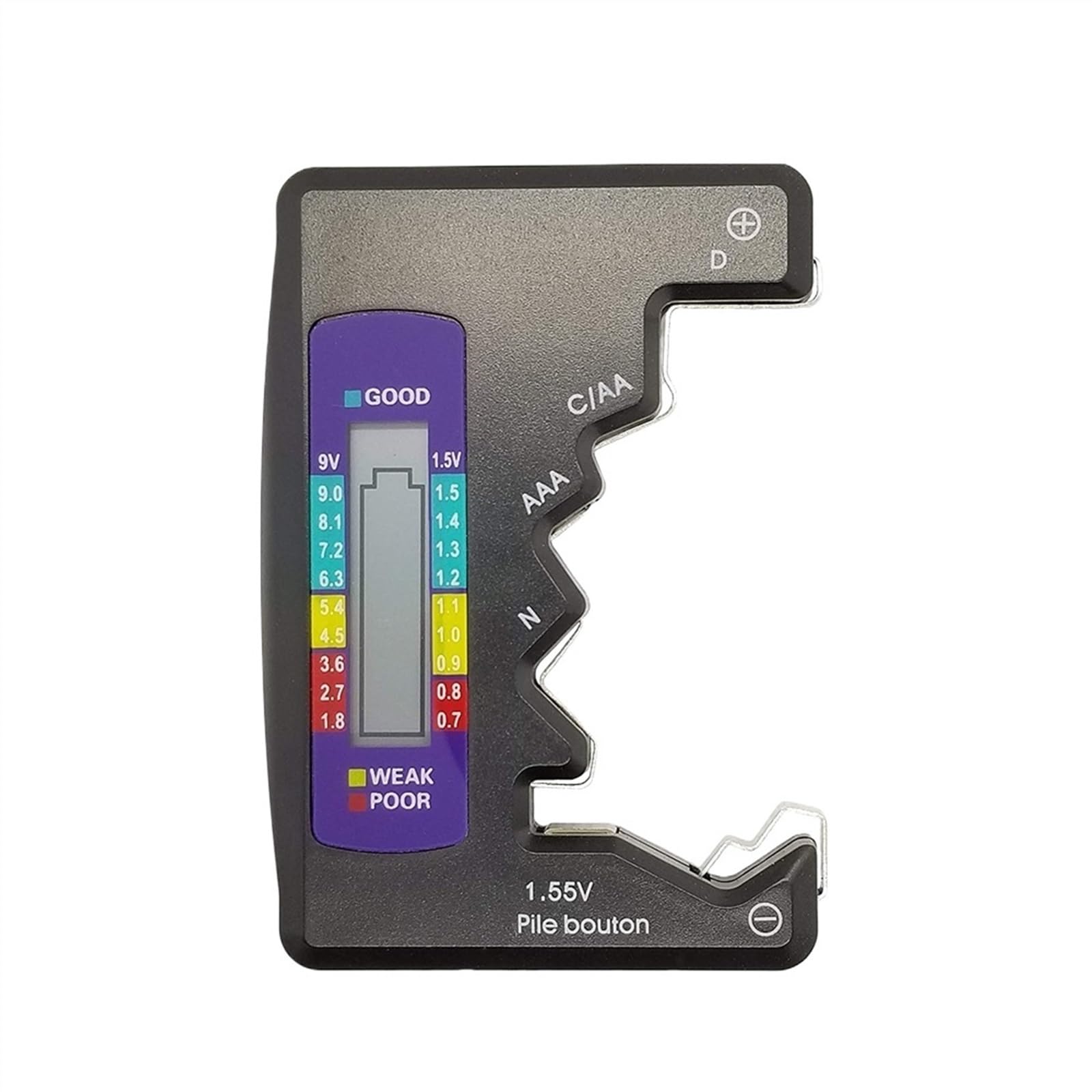 SBSSYVLMV Digital Battery Tester LCD Display AA/AAA/9V/1.5V Button Cell Capacity Check Detector Capacitance Diagnostic Tool