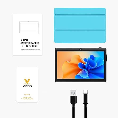 Vista 22 de Tablet de 7 pulgadas con funda, Android 13 de cuatro núcleos, 32 GB ROM, WiFi, Bluetooth, cámara dual, tablet PC USB C, pantalla táctil IPS HD de 7