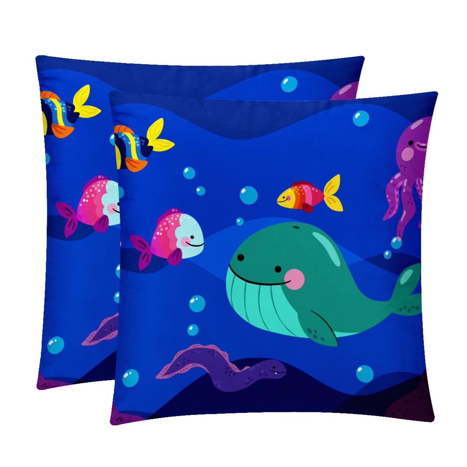 TDGKPZ Underwater Throw Pillow Covers 2 Pack Pillowcases Soft Cozy Pillow Cases For Couch Bed Sofa 40x40cm