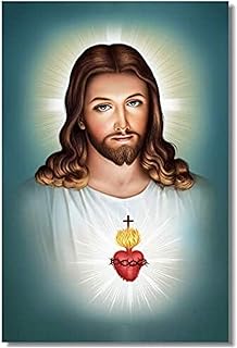 MKAN Poster da Parete Sacro Cuore di Gesù Cristo, Quadri su Tela Divina Misericordia, Immagini Deco Camera da Letto 50X70Cm