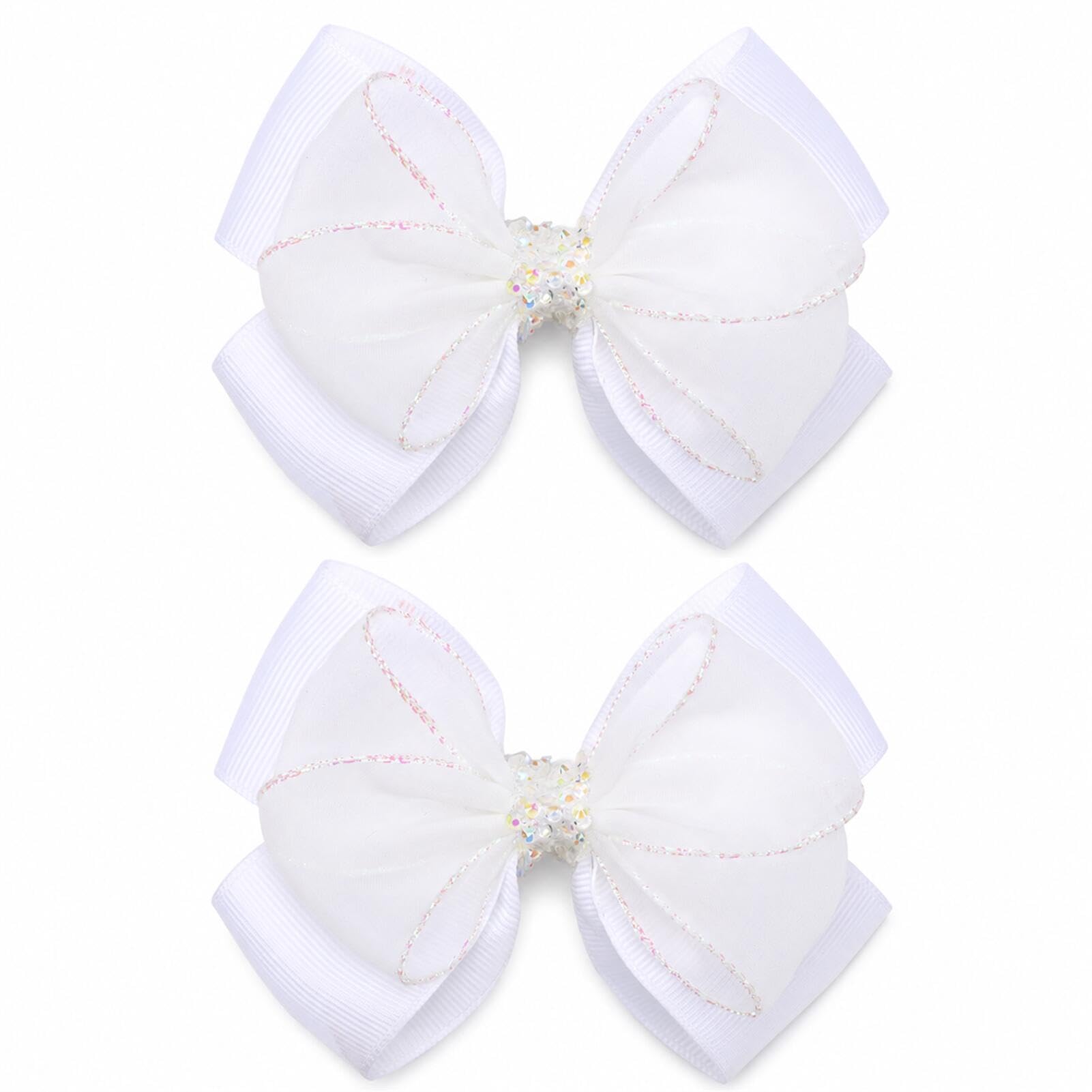 Photo 1 of TOFAEVN 4.5 Inch Ribbon Hair Bow Clips for Girls, 2 Pack