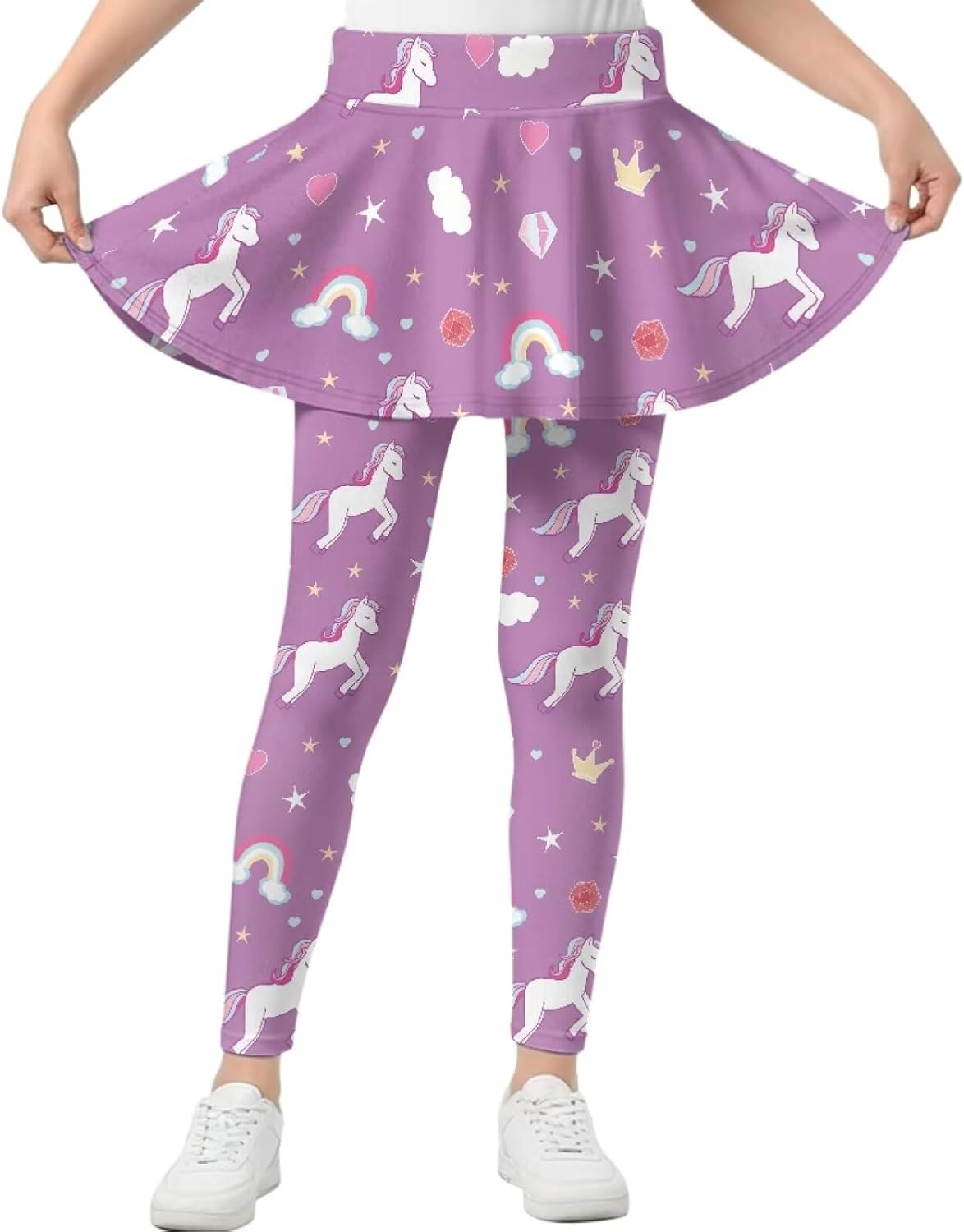 Warm Leggings for Girls Casual Pants with Skirt Tights Girls Leggings for School Tennis Yoga Pants Size 5-6