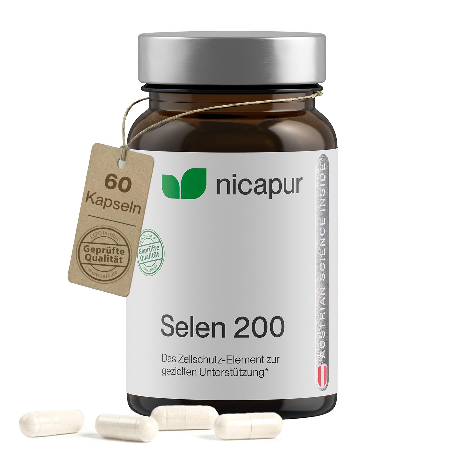 nicapur Selen 200 / Selen mit 200 µg Natriumselenit pro Kapsel, hochdosiert & vegan / Unterstützung der SCHILDDRÜSE & ZELLSCHUTZ vor oxidativem Stress