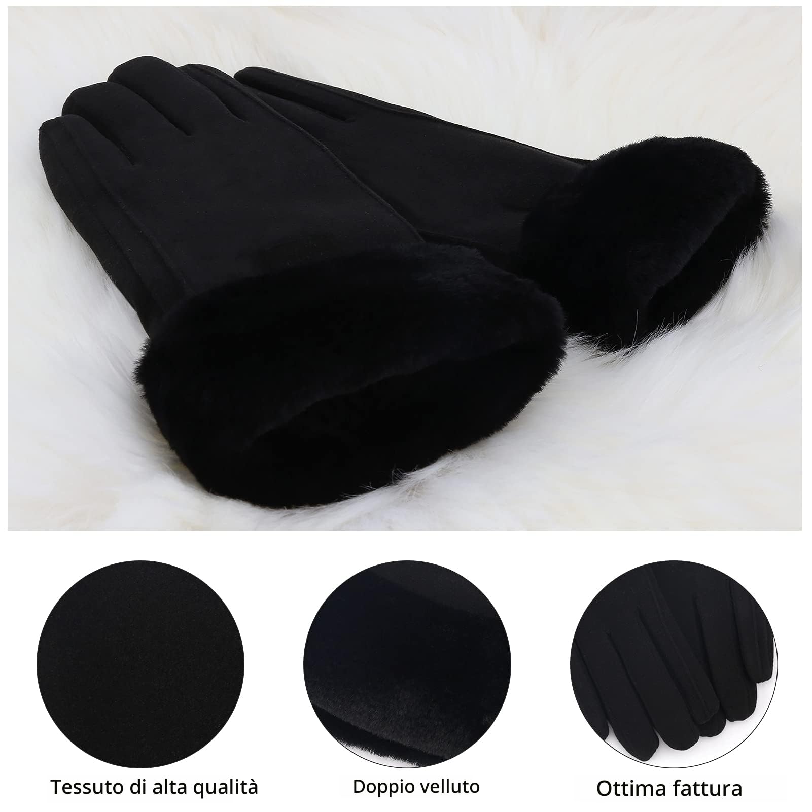 ZASFOU Guanti invernali da donna con schermo tattile e fodera in pile termico