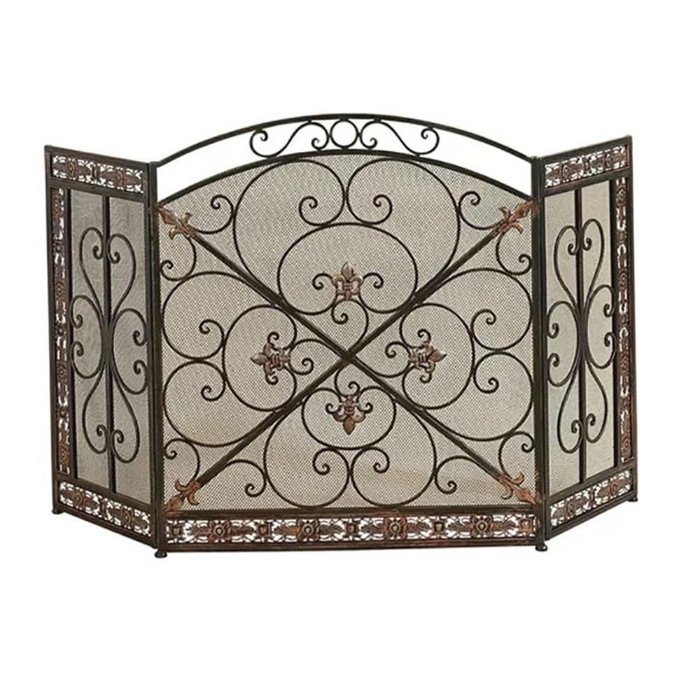 fireplace cover Elegant Fireplace Screen Fireproof Guardrail Iron Metal Partition Hollow Out Decoration for Living Room