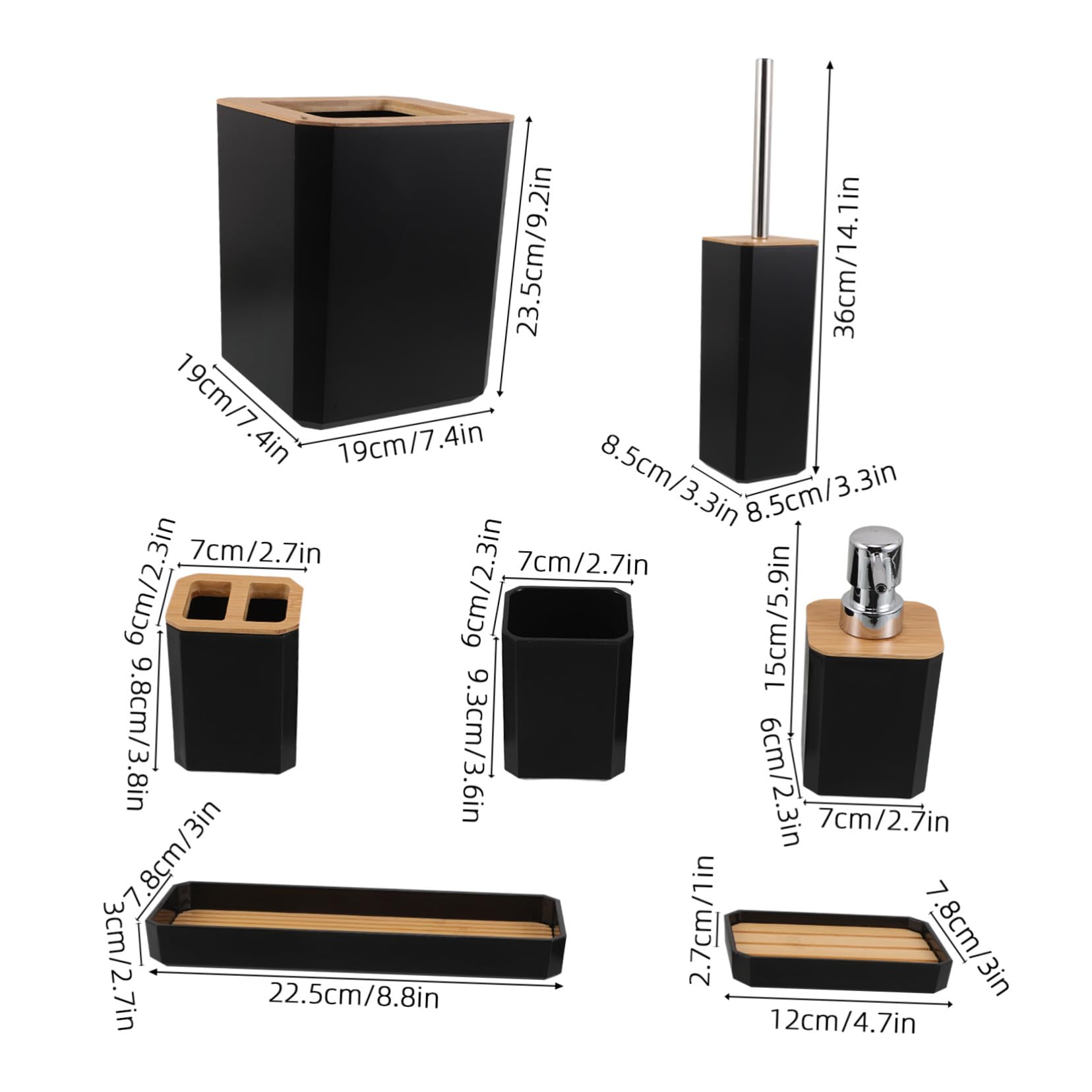 UKCOCO Baño de Bambú Set de Accesorios para Baño Dispensador de Jabón Soporte para Cepillo de Dientes para Decoración Moderna del Hogar o Hotel Incluye Vaso de Lavado