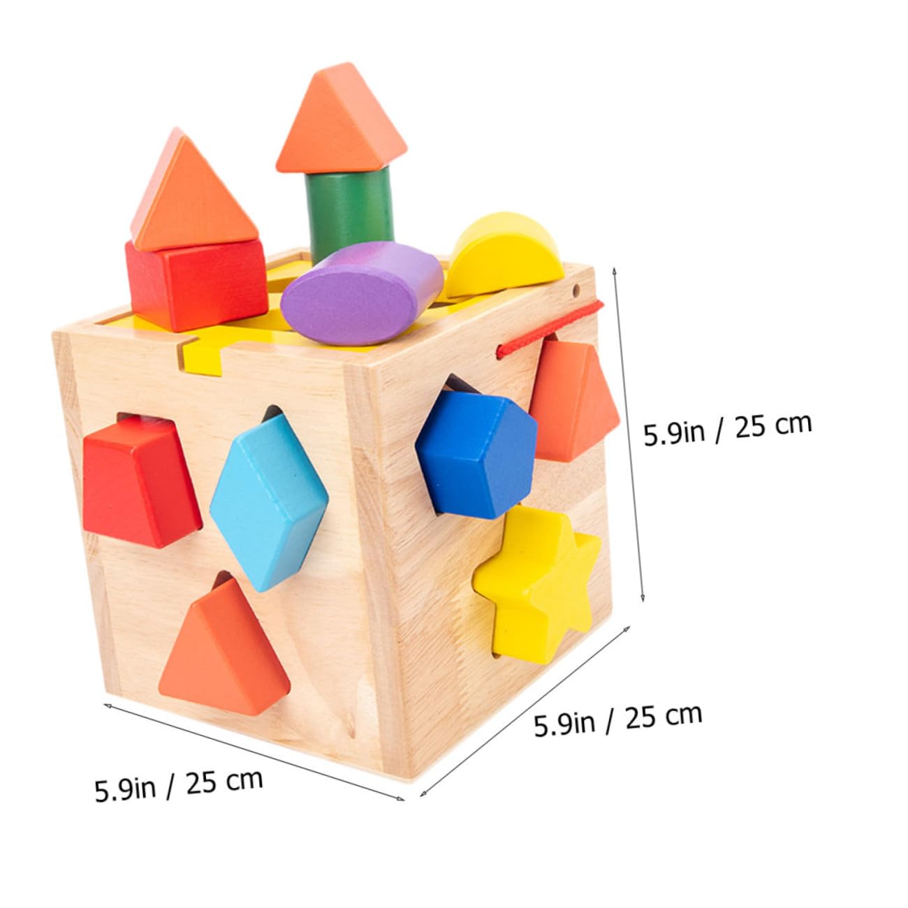FRCOLOR Caja de Bloques de Construcción de Madera Premium con Juguete Educativo de Clasificación de Formas para Desarrollo de Habilidades Motoras y Rompecabezas Montessori