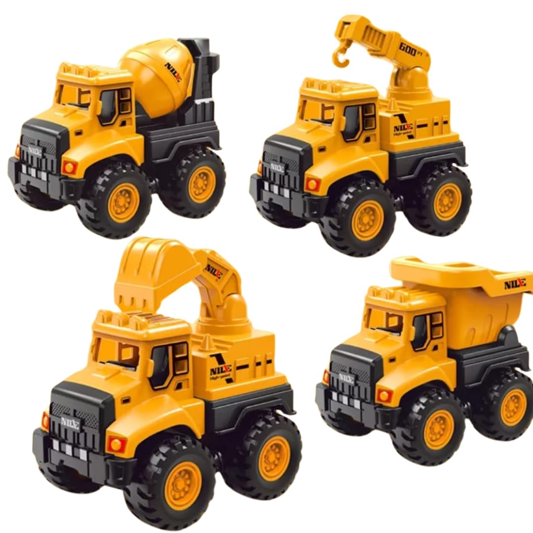 PLUSPOINT 4pc Construction Vehicles Set Friction Powered Dumper, Mixer, Excavator, Bulldozer Pretend Play Toy Trucks Play Set Building Vehicles Set for Kids 3years+ (4 in 1 Construction) (B08HXK8Y1R) Amazon Price History, Amazon Price Tracker