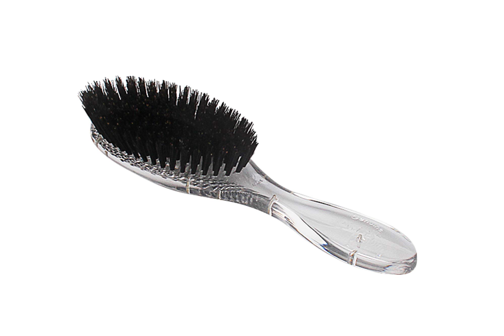 Bass Brushes | Shine & Condition Hair Brush | Premium Natural Bristle FIRM | High Polish Acrylic Handle | Full Oval | Crystal Clear Finish | Model