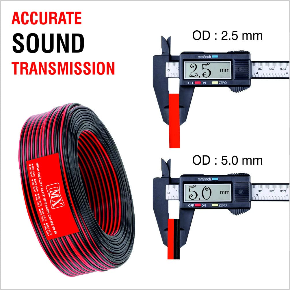 MX 22 AWG Red & Black Speaker Cable – 50 Meter Copper Audio Wire, 21-Strand Flexible Wire for Home Theater, Car Stereo, Subwoofers, Amplifiers, Receivers & Sound Systems — Amazon image 5