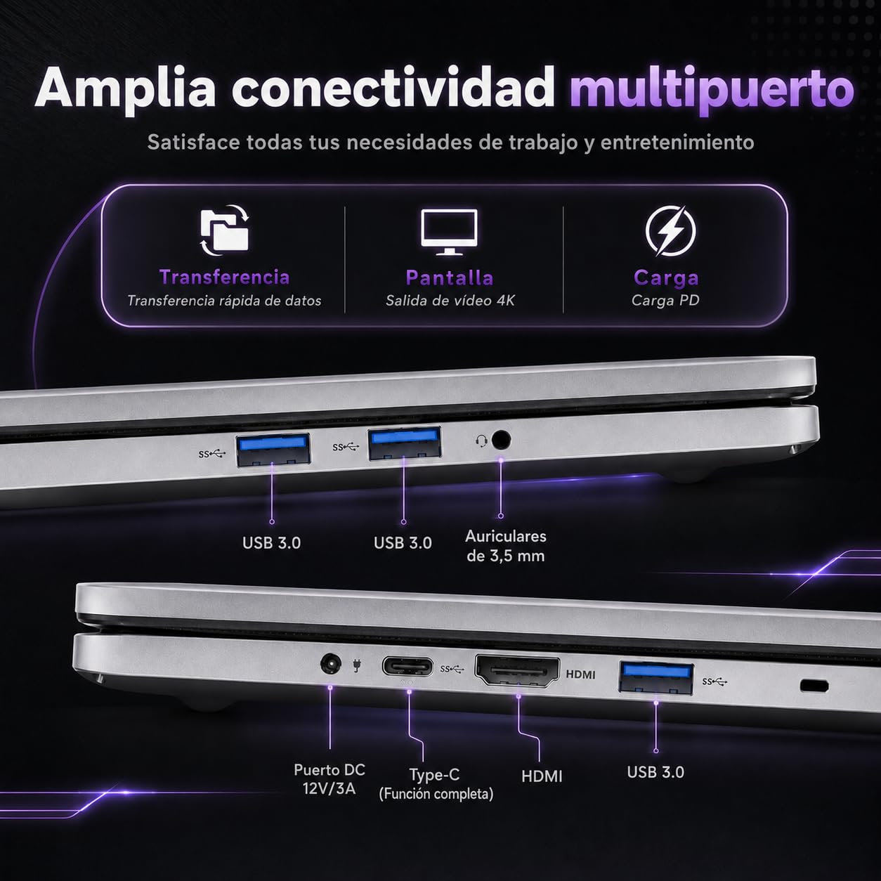 Portátil con Pantalla Grande de 17,3 Pulgadas, i5 7Y57, 16GB RAM, SSD 512GB