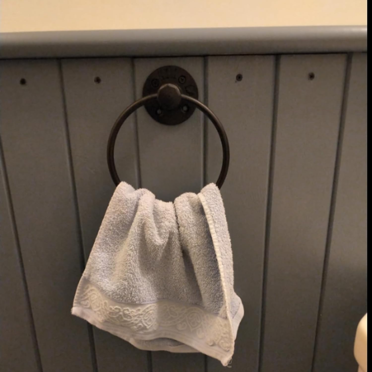 HighFree Toallero de mano de tubo industrial, soporte redondo de metal montado en la pared, anillo de toalla de mano de granja para baño, cocina, negro (2)