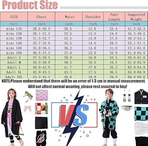 Deaboat Tanjir Cosplay Costume Outfit Green Robe Kimono Black Uniform with Full Cosplay Set for Boys