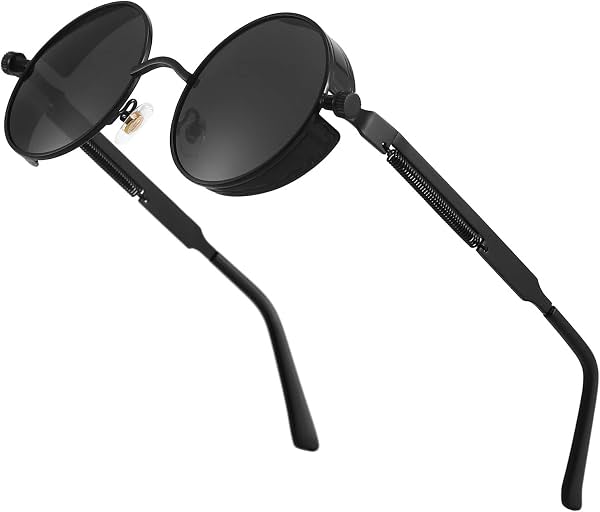 Lentes de sol Steampunk polarizados redondos GYsnail para hombre, con marco de metal circular, estilo hippie