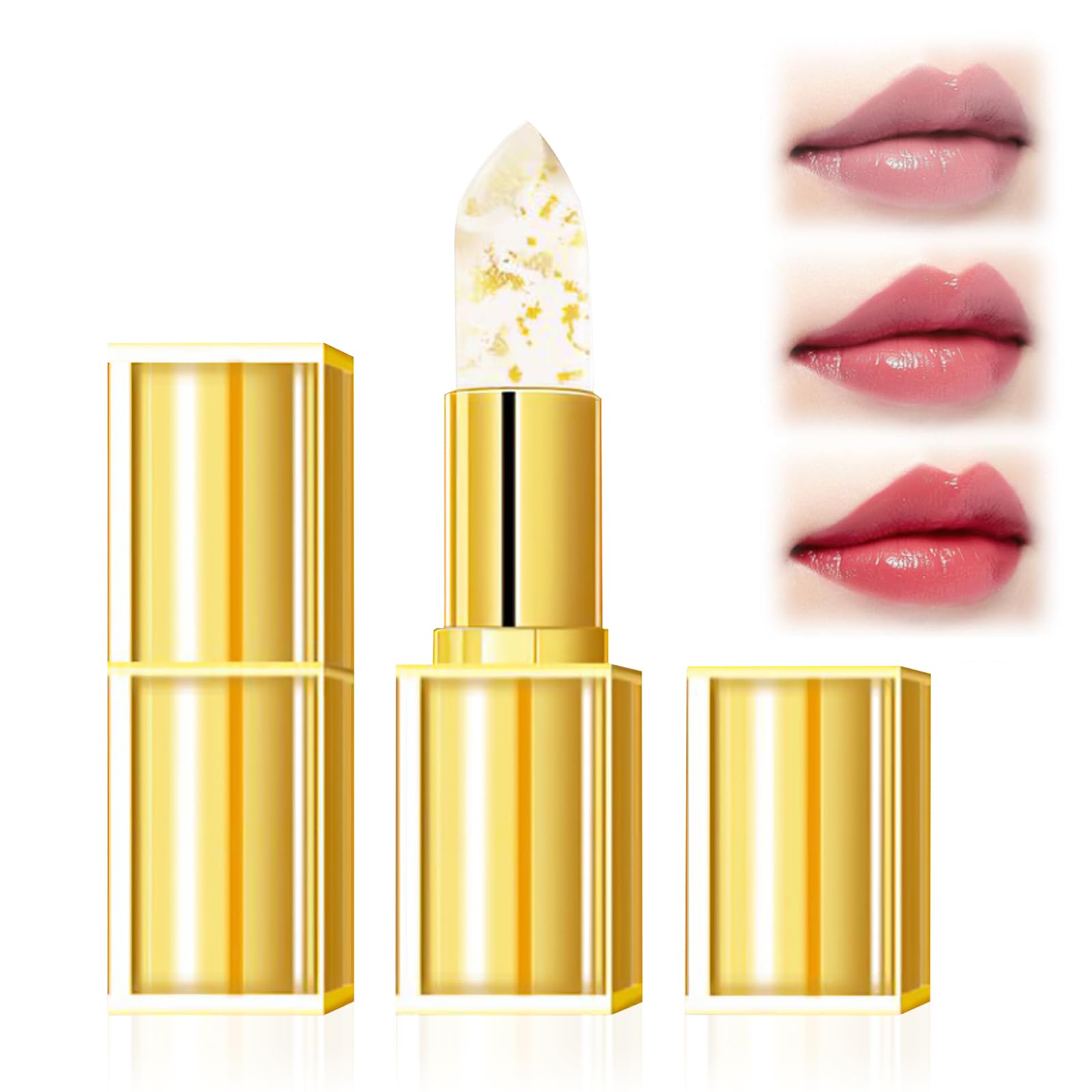 2PCS Kivora Transferproof Color Changing Lipstick, Color Changing Lipstick Gold Foil for Women, Moisturizing Glossy Shine Lip Gloss, Deep Nourishment